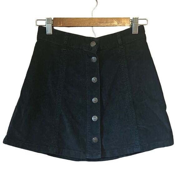 American Eagle Outfitters Black Corduroy Skirt Mini A-Line Women's Size 0 - Picture 1 of 5